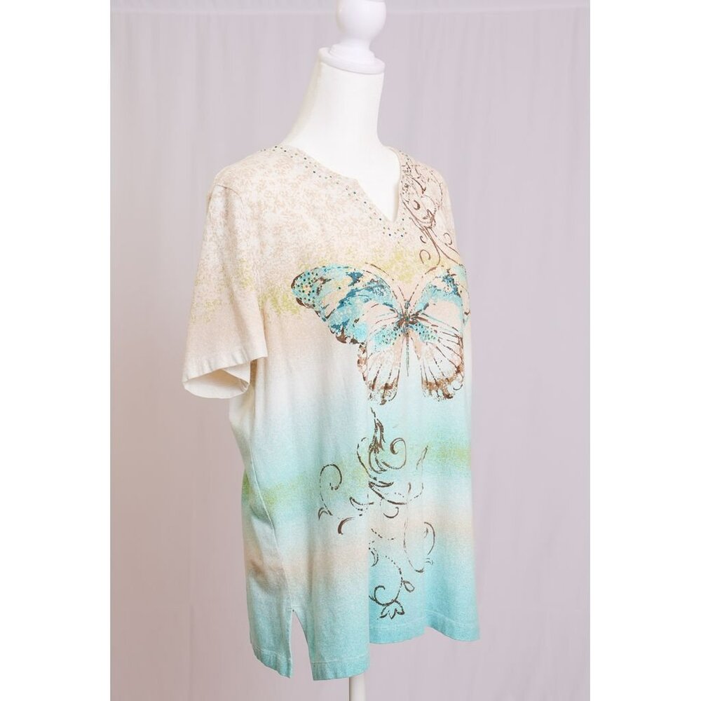 Alfred Dunner Women’s Size Medium Sparkle Butterfly Top